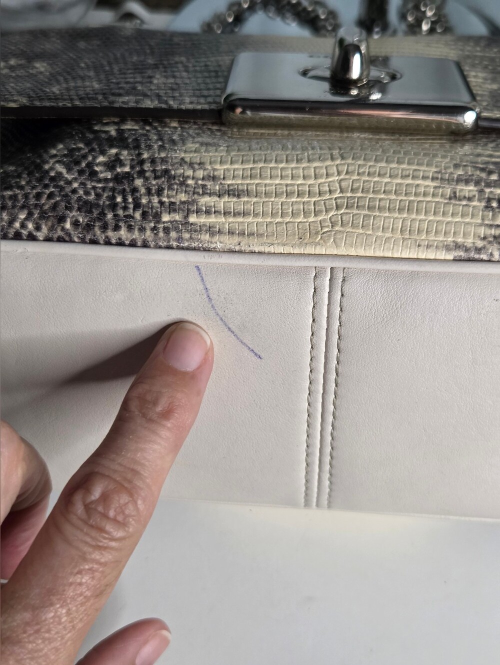 Coach Cassidy Lizard-Embossed Chain Convertible Bag - Off White/Gray Gradient - Picture 16 of 16